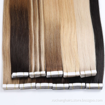 European Double Drawn Tape Human Hair Extensions High Quality Natural Remy Skin Weft Tape Hair Extensions Vendor